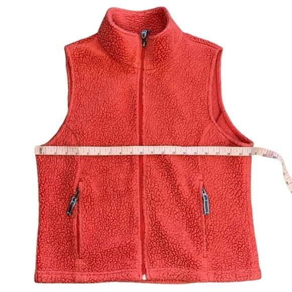 L. L. Bean Fleece Coral Fuzzy Sherpa Vest Womens M Outfoor Cozy Comfortable - Picture 13 of 14